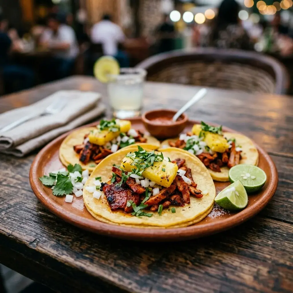 Tacos recién preparados en un restaurante de Chihuahua